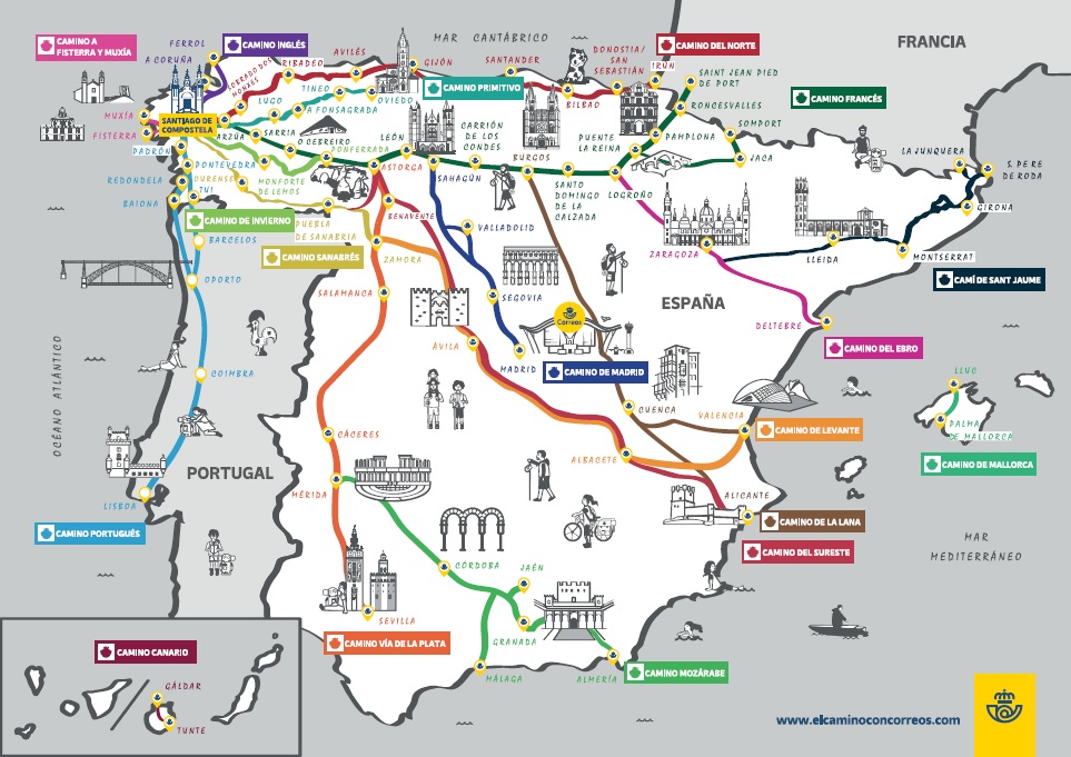 Bewust Opa stof in de ogen gooien The Camino de Santiago on maps