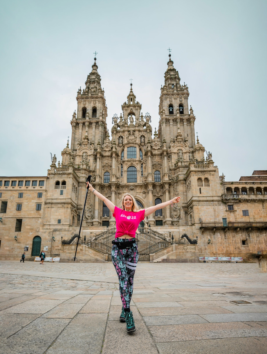 Ophélie a su llegada a la Plaza del obradoiro