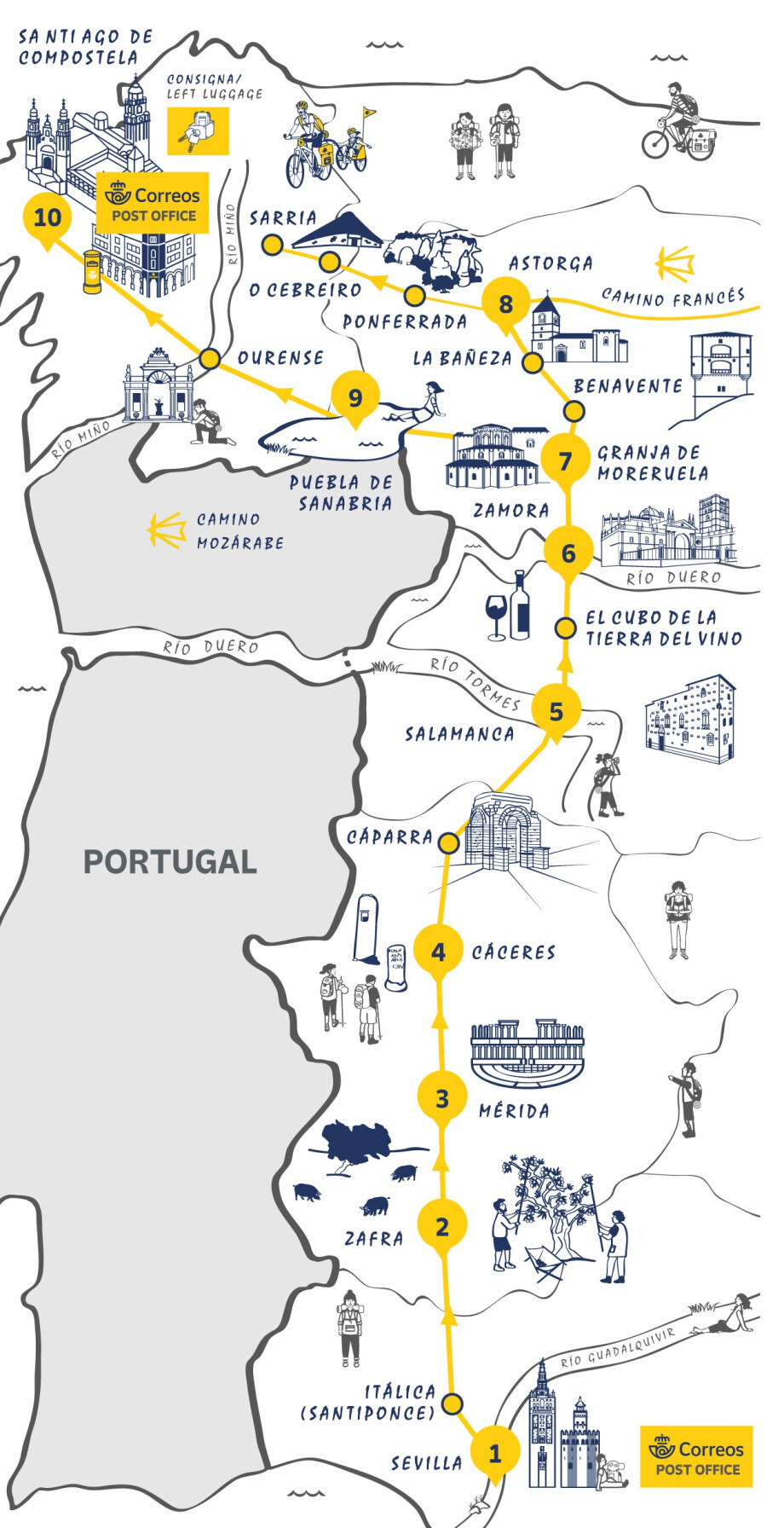 Mapa Camino Mozárabe -  Vía de la Plata