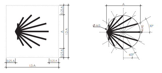 Boceto del diseño del logo oficial de la concha del Camino de Santiago