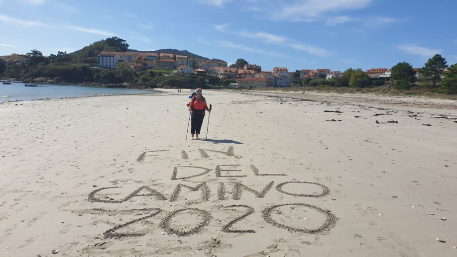 Isabel Braña at the end of her Camino in Finisterre