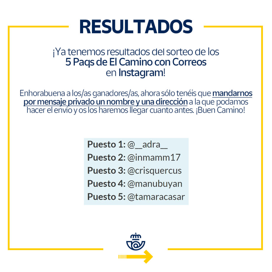 Ganadores en Instagram de 5 Paqs para el Camino de Santiago