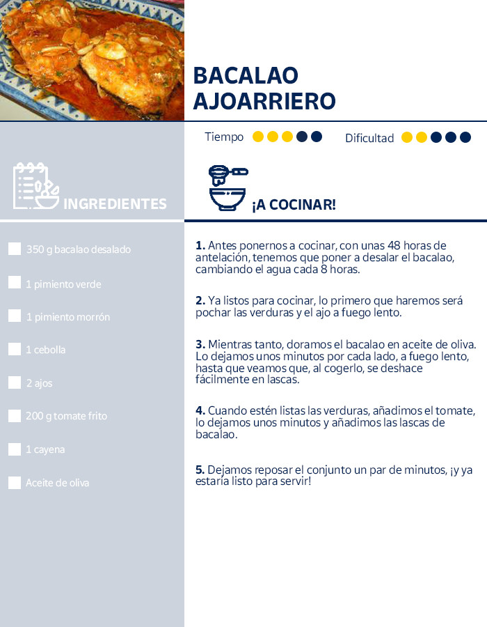 Receta del Bacalao ajoarriero, plato típico del Camino de Santiago