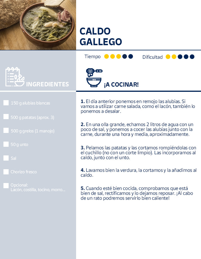 Receta del caldo gallego, plato típico del Camino de Santiago