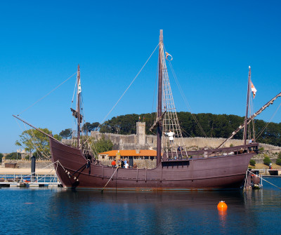 Carabela Pinta en Baiona, Camino Portugués por la Costa